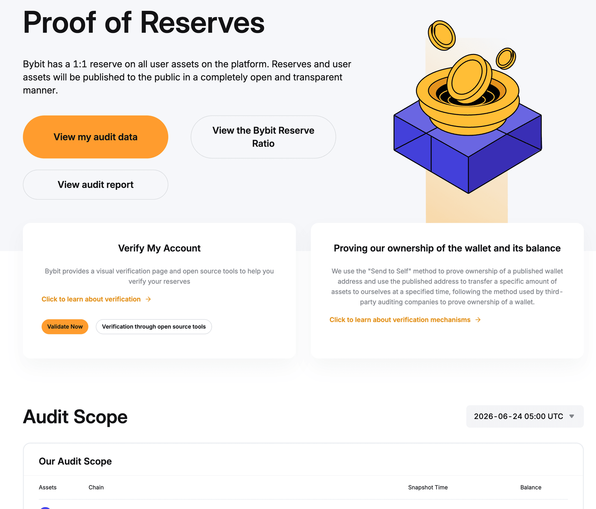 Trang proof of reserves của Bybit